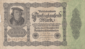 1922 50000 MARKS INFLATION ISSUE GERMANY REF 1151 - World Banknotes - Cambridgeshire Coins