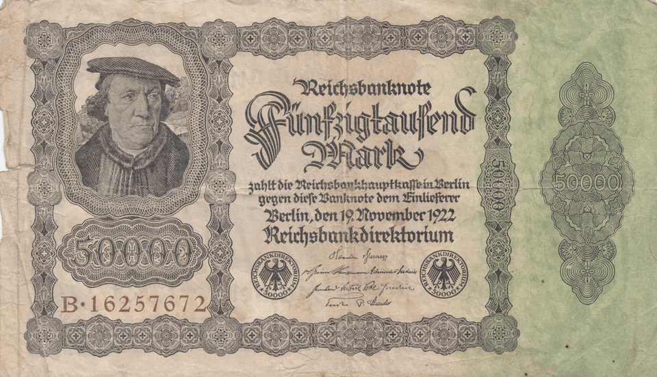 1922 50000 MARKS INFLATION ISSUE GERMANY REF 1151 - World Banknotes - Cambridgeshire Coins