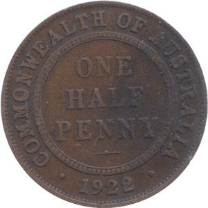 1922 AUSTRALIA HALF PENNY - WORLD COINS - Cambridgeshire Coins