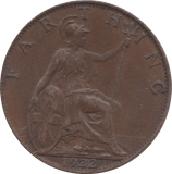 1922 FARTHING ( EF ) 2 - Farthing - Cambridgeshire Coins