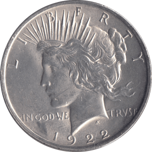 1922 PEACE DOLLAR USA PHILADELPHIA MINT - SILVER WORLD COINS - Cambridgeshire Coins