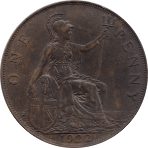 1922 PENNY 1 ( AUNC ) 44 - Penny - Cambridgeshire Coins