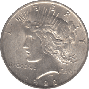 1922 SILVER MORGAN PEACE DOLLAR USA - SILVER WORLD COINS - Cambridgeshire Coins