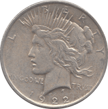 1922 SILVER PEACE DOLLAR USA 8 - SILVER WORLD COINS - Cambridgeshire Coins