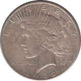 1922 SILVER PEACE DOLLAR USA 8 - WORLD SILVER COINS - Cambridgeshire Coins