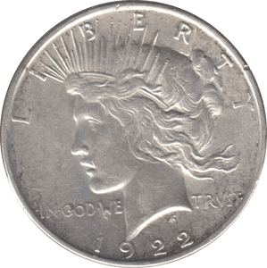 1922 SILVER PEACE DOLLAR USA REF 4 - SILVER WORLD COINS - Cambridgeshire Coins