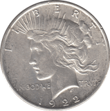 1922 SILVER PEACE DOLLAR USA REF 4 - SILVER WORLD COINS - Cambridgeshire Coins