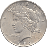 1922 SILVER PEACE DOLLAR USA - SILVER WORLD COINS - Cambridgeshire Coins