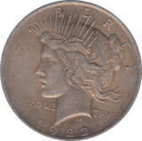 1922 USA SILVER PEACE DOLLAR B - SILVER WORLD COINS - Cambridgeshire Coins