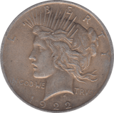 1922 USA SILVER PEACE DOLLAR B - SILVER WORLD COINS - Cambridgeshire Coins
