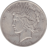1922 USA SILVER PEACE DOLLAR - WORLD COINS - Cambridgeshire Coins