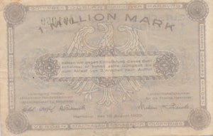 1923 1 MILLION REICHSMARK GERMAN BANKNOTE REF 223 - World Banknotes - Cambridgeshire Coins