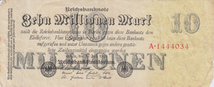 1923 10 REICHSMARK GERMAN BANKNOTE REF 217 - World Banknotes - Cambridgeshire Coins