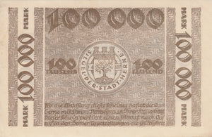 1923 100000 MARK GERMAN BANKNOTE CITY OF HERNE GERMANY REF 773 - World Banknotes - Cambridgeshire Coins
