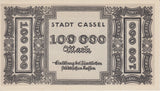1923 100000 MARK GERMAN BANKNOTE TOWN OF CASSEL GERMANY REF 775 - World Banknotes - Cambridgeshire Coins