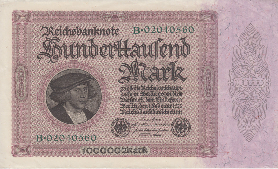 1923 100000 MARK INFLATION GERMAN BANKNOTE GERMANY REF 768 - World Banknotes - Cambridgeshire Coins