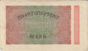 1923 20000 REICHSMARK GERMAN BANKNOTE REF 219 - World Banknotes - Cambridgeshire Coins