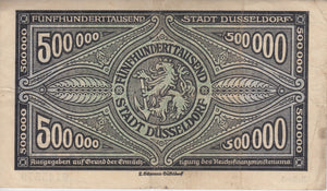 1923 500000 MARK GERMAN BANKNOTE DUSSELDORF GERMANY REF 777 - World Banknotes - Cambridgeshire Coins