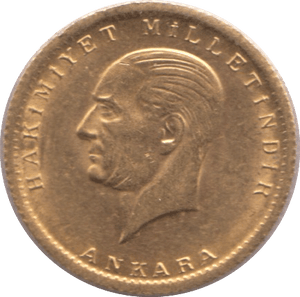 1923 GOLD TURKEY 25 KURUS - Gold World Coins - Cambridgeshire Coins