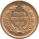 1923 GOLD TURKEY 25 KURUS - Gold World Coins - Cambridgeshire Coins