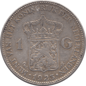 1923 SILVER 1 GUILDER NETHERLANDS - SILVER WORLD COINS - Cambridgeshire Coins