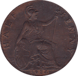 1924 HALFPENNY ( AUNC ) - Halfpenny - Cambridgeshire Coins