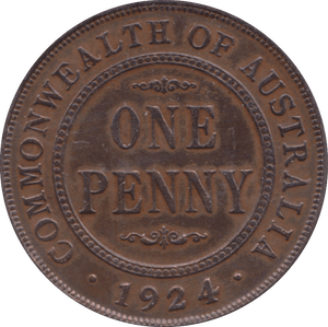 1924 ONE PENNY AUSTRALIA - WORLD COINS - Cambridgeshire Coins