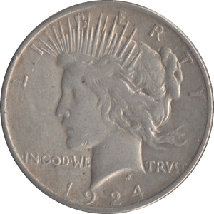 1924 PEACE DOLLAR USA - SILVER WORLD COINS - Cambridgeshire Coins