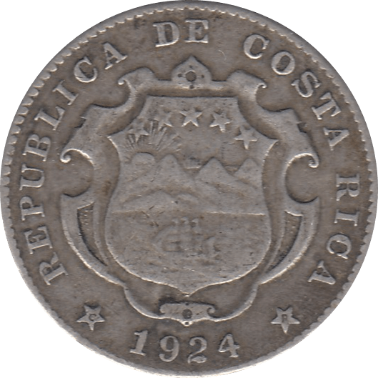 1924 SILVER 25 CENTIMOS COSTA RICA REF H75 - WORLD SILVER COINS - Cambridgeshire Coins
