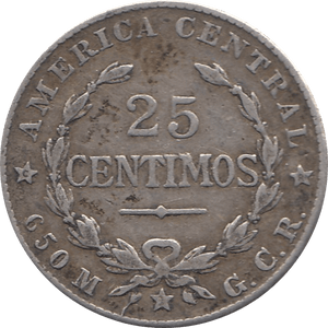 1924 SILVER 25 CENTIMOS COSTA RICA REF H75 - WORLD SILVER COINS - Cambridgeshire Coins