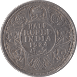 1924 SILVER INDIA 1/2 RUPEE - SILVER WORLD COINS - Cambridgeshire Coins