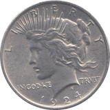 1924 SILVER PEACE DOLLAR USA - SILVER WORLD COINS - Cambridgeshire Coins