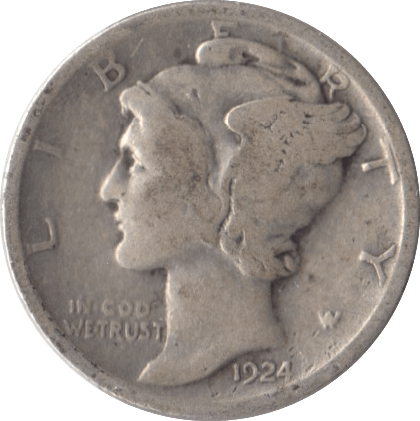 1924 SILVER USA ONE DIME - SILVER WORLD COINS - Cambridgeshire Coins