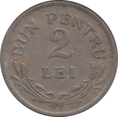 1924 TWO LEI ROMANIA - WORLD COINS - Cambridgeshire Coins