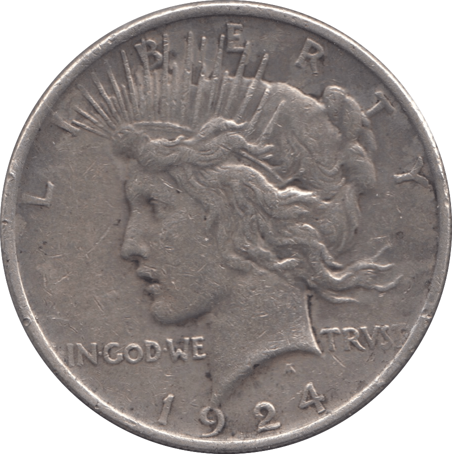 1924 USA PEACE SILVER DOLLAR - SILVER WORLD COINS - Cambridgeshire Coins