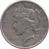 1924 USA PEACE SILVER DOLLAR - SILVER WORLD COINS - Cambridgeshire Coins