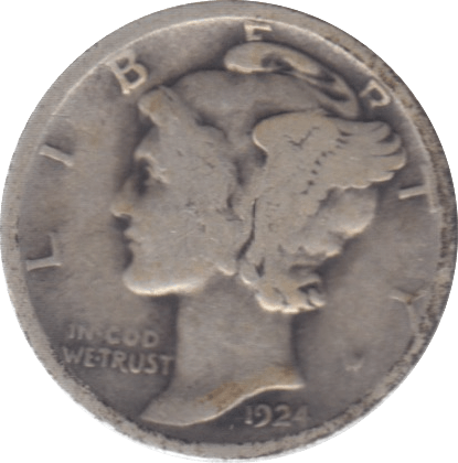 1924 USA SILVER DIME 10 CENTS - SILVER WORLD COINS - Cambridgeshire Coins