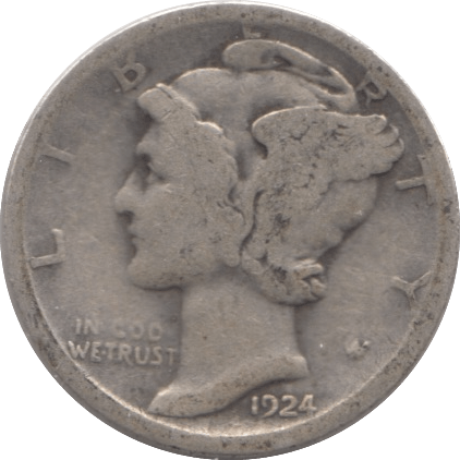 1924 USA SILVER DIME DENVER MINT - SILVER WORLD COINS - Cambridgeshire Coins