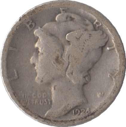 1924 USA SILVER DIME SAN FRANCISCO MINT - SILVER WORLD COINS - Cambridgeshire Coins