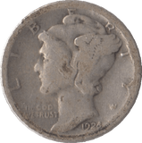 1924 USA SILVER DIME SAN FRANCISCO MINT - SILVER WORLD COINS - Cambridgeshire Coins