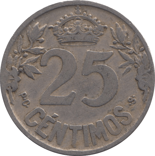 1925 25 CENTIMOS SPAIN - WORLD COINS - Cambridgeshire Coins