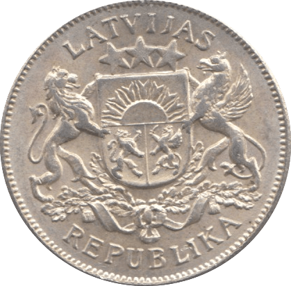 1925 SILVER 2 LATI LATVIA - SILVER WORLD COINS - Cambridgeshire Coins