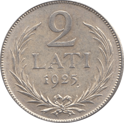 1925 SILVER 2 LATI LATVIA - SILVER WORLD COINS - Cambridgeshire Coins
