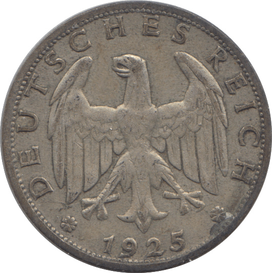 1925 SILVER ONE MARK GERMANY - SILVER WORLD COINS - Cambridgeshire Coins