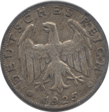 1925 SILVER ONE REICH GERMANY - SILVER WORLD COINS - Cambridgeshire Coins