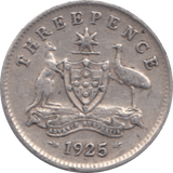 1925 SILVER THREEPENCE AUSTRALIA - SILVER WORLD COINS - Cambridgeshire Coins