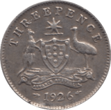 1926 SILVER THREE PENCE AUSTRALIA - SILVER WORLD COINS - Cambridgeshire Coins