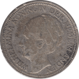 1926 SILVER TWENTY FIVE CENTS NETHERLANDS - SILVER WORLD COINS - Cambridgeshire Coins