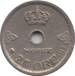 1927 25 ORE NORWAY - WORLD COINS - Cambridgeshire Coins