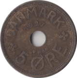 1927 5 ORE DENMARK - WORLD COINS - Cambridgeshire Coins